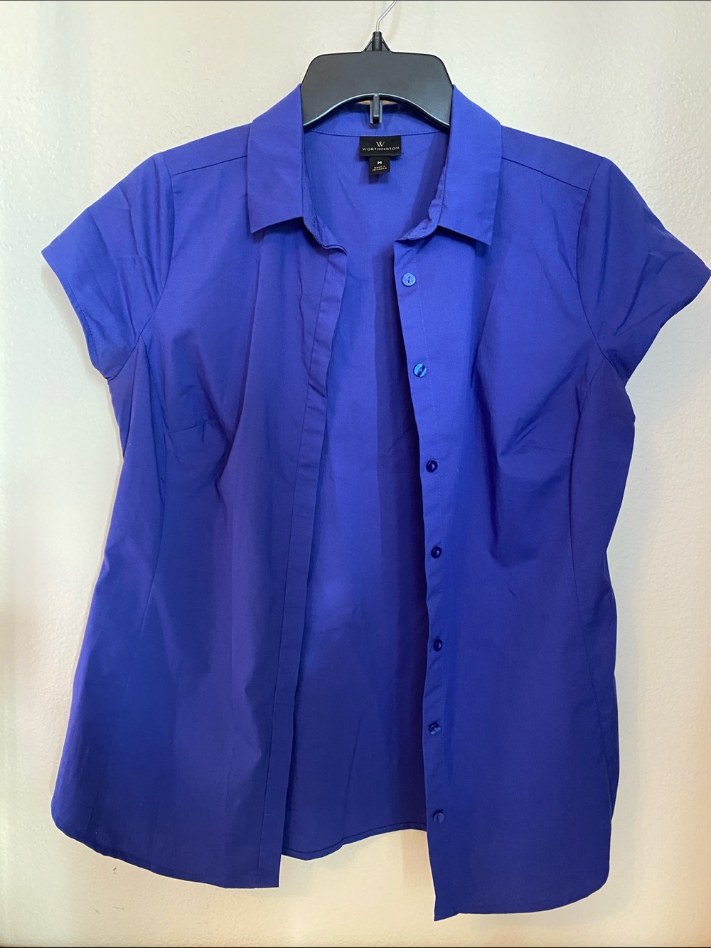 Worthington Royal Blue Short-Sleeve Button-Down Shirt